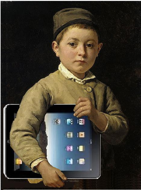 olden days schoolkid with iPad